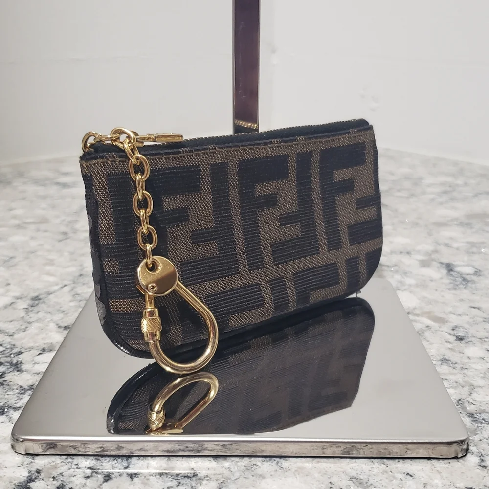 Fendi Zucca Monogram Vintage Card Key Coin Pouch Keychain - Picture 2 of 8